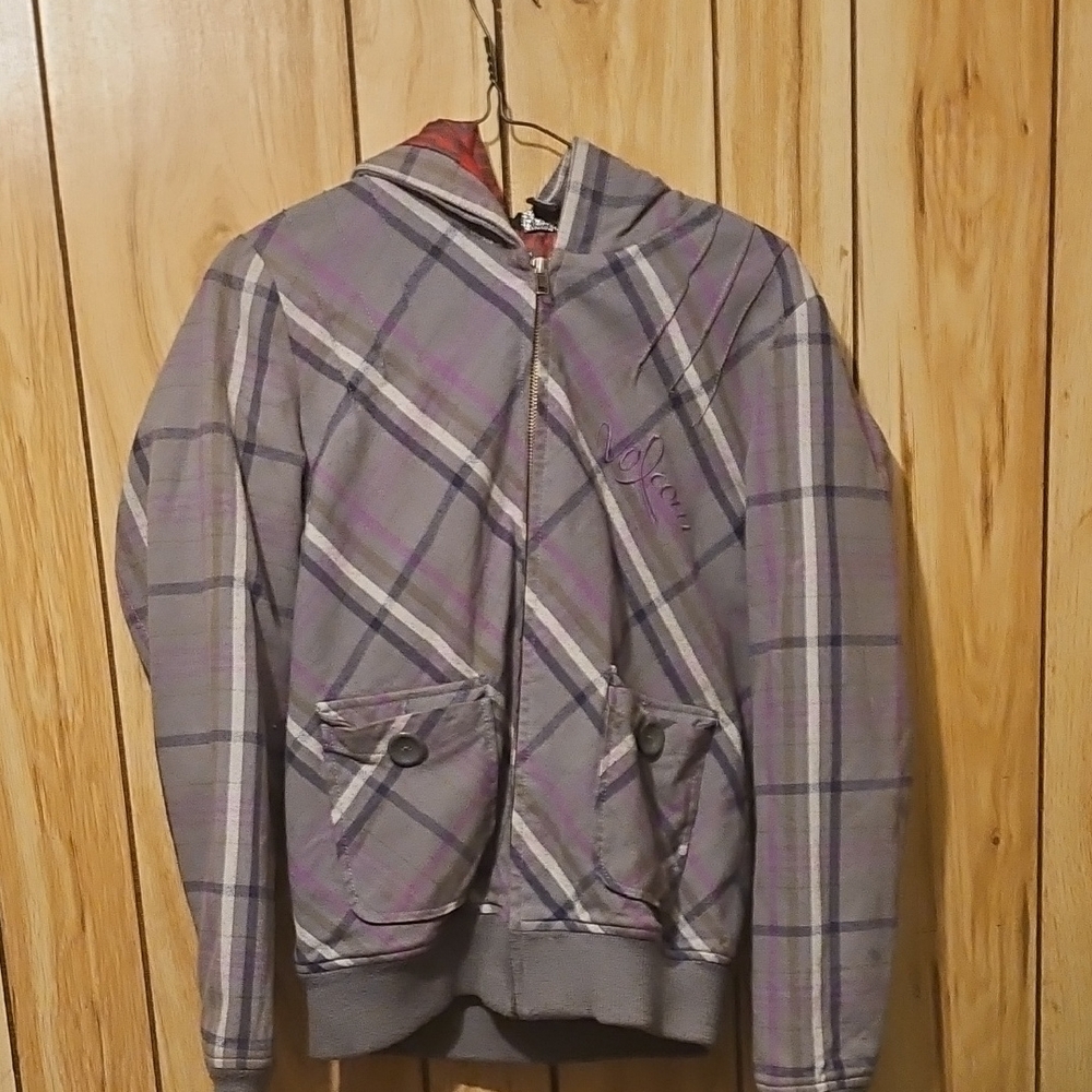 Plaid Jacket with Purple and Gray Tones